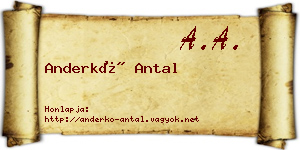 Anderkó Antal névjegykártya